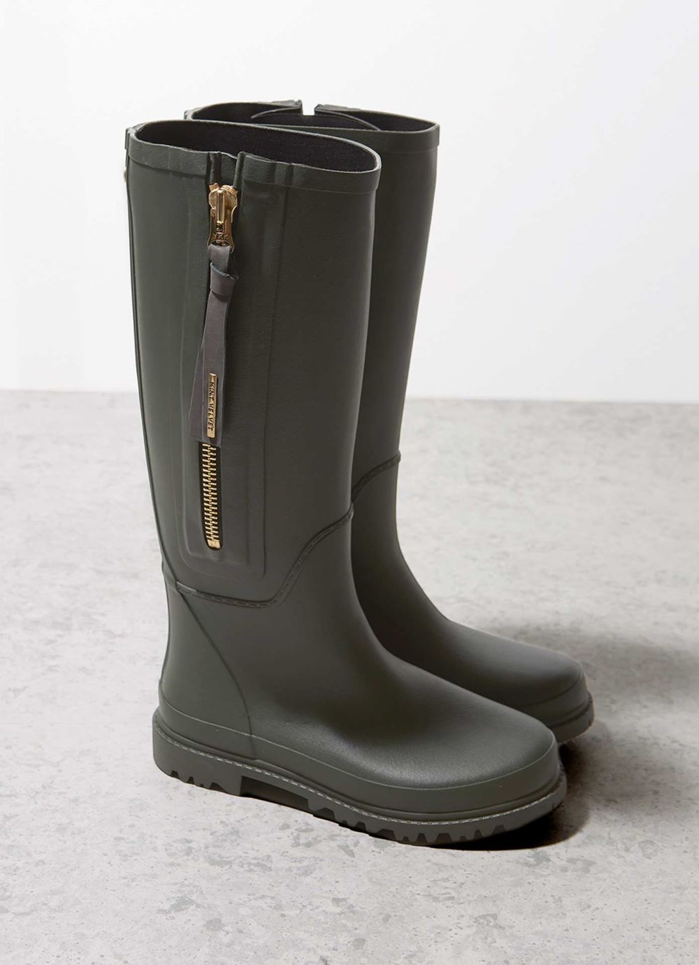 April Khaki Zip Wellies