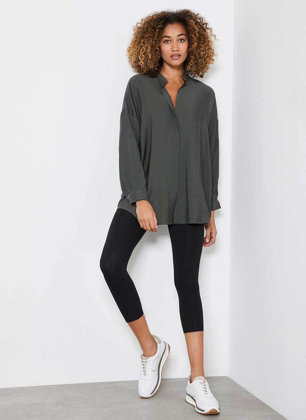 Khaki Oversized Longline Shirt Khaki Oversized Longline Shirt