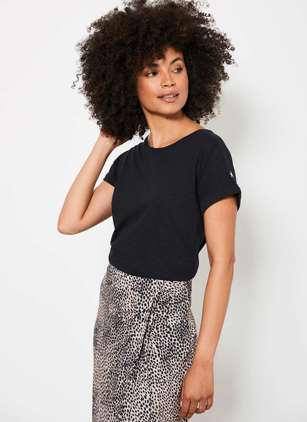 Black Cotton Star T-Shirt