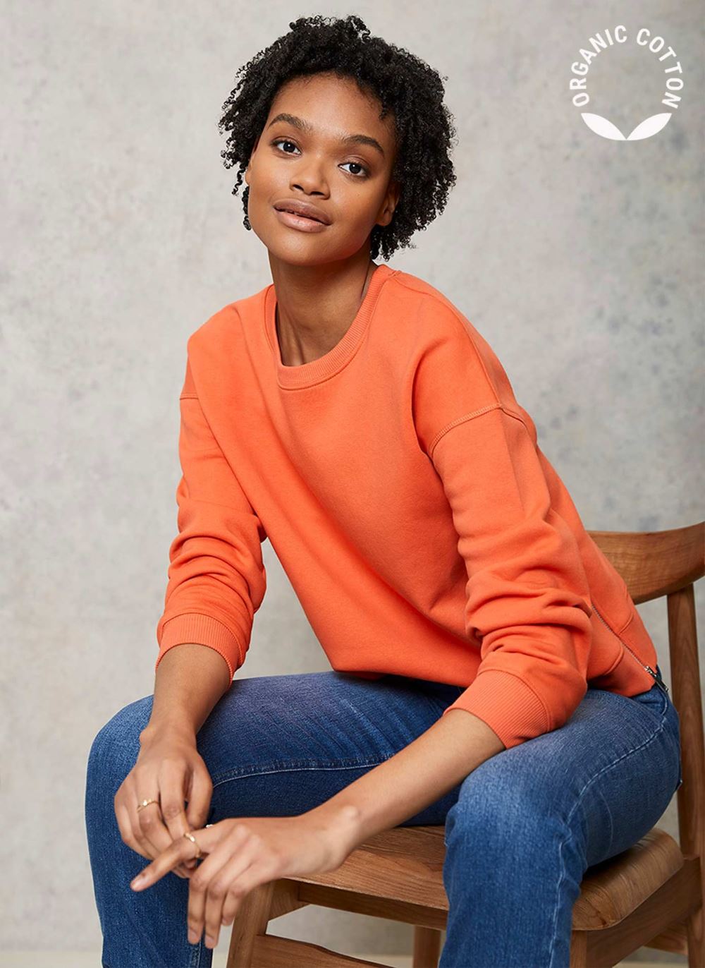Orange Side Zip Sweatshirt