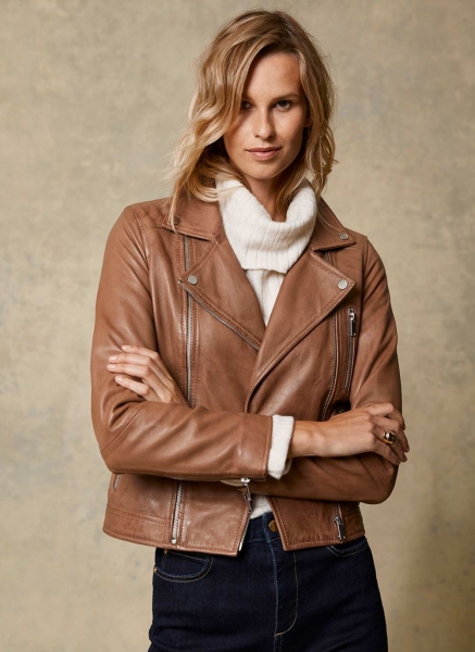 Tan Biker Leather Jacket