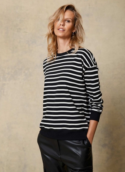 Black Zip Striped Sweatshirt