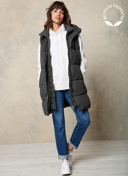 Khaki Padded Longline Gilet